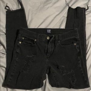 Black Gap True Skinny Distressed Jeans